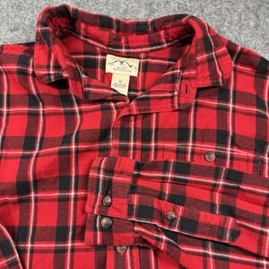 Blue Mountain‎ Flannel Shirt Men's M Red Black Plaid Long Sleeve Lumberjack Fall